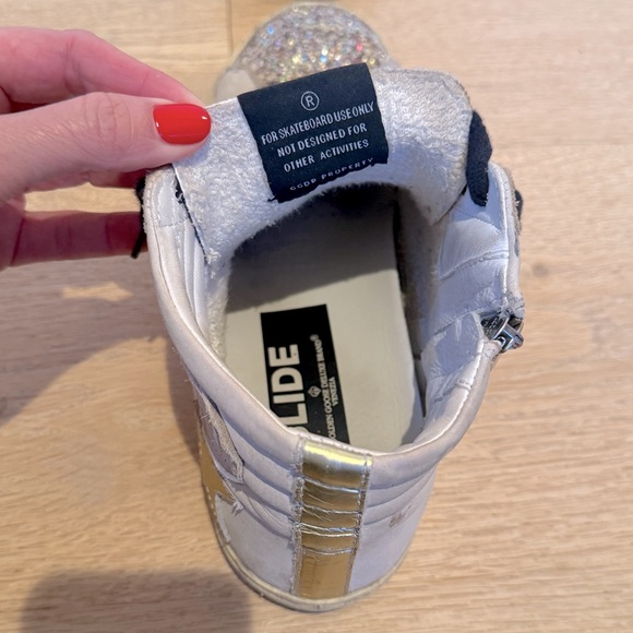 Golden Goose Slide Sneakers Cream / Multi Glitter Size 40 - Pre Owned - Picture 12 of 17